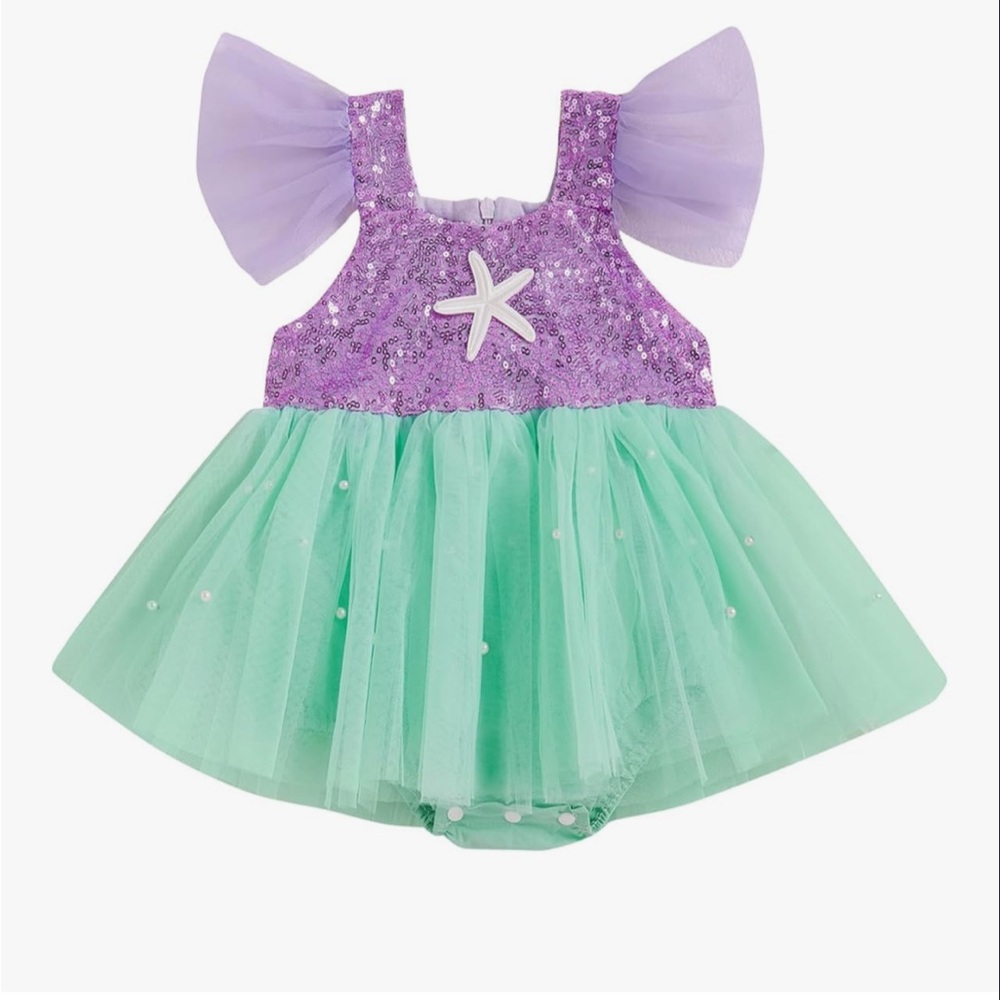 Baby little mermaid romper dress